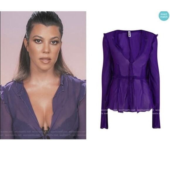 NWOT Rat And Boa Aphrodite Blouse Ruffle Semi Sheer Top In Purple Size Small - Picture 15 of 15